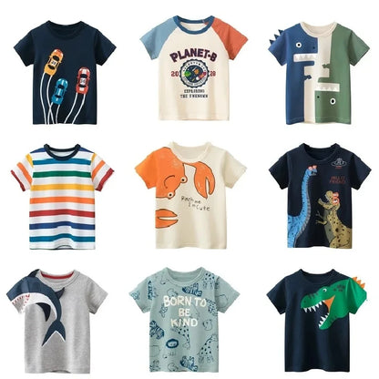 Children Short Sleeve T-shirts Korean Version Kids Clothing Boy Baby Cotton Tees 2-9 Years Summer Cartoon Tops