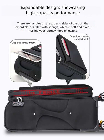 Waterproof Cross-border Black Oxford Cloth Suitcase, Durable 30 Inch Large Capacity, 20 Inch Boarding Case, Luggage Compartment