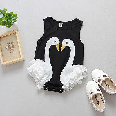 Adorable Swan Lace Cotton Baby Kids Clothes