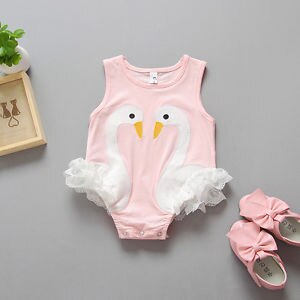 Adorable Swan Lace Cotton Baby Kids Clothes