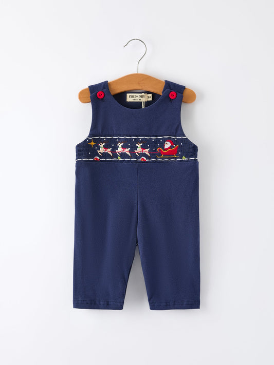 Baby Boys’ Navy Santa Sleigh Romper