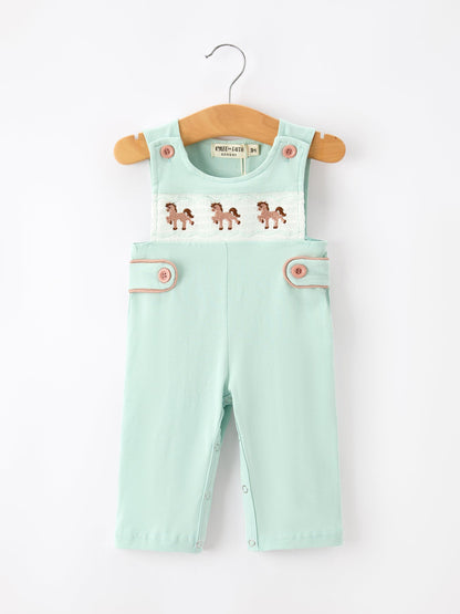 Western Horse Embroidery Boys Jonjon Sleeveless Romper