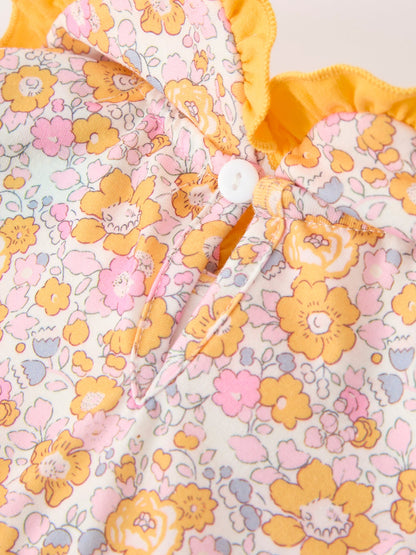 Halloween Pumpkin Floral Baby Bubble Romper