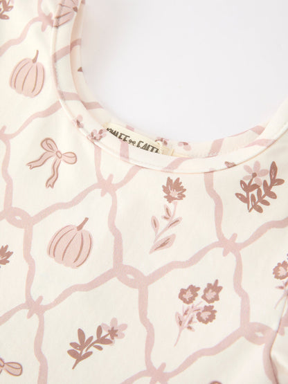 Fall Pumpkin Bow Girls Twirl Dress