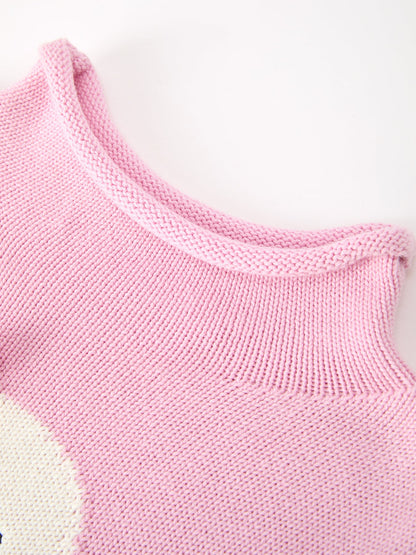Girls Ghost Bow Knit Sweater Halloween Cute Embroidered Pullover