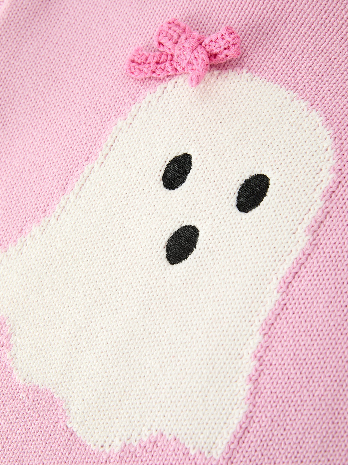 Girls Ghost Bow Knit Sweater Halloween Cute Embroidered Pullover