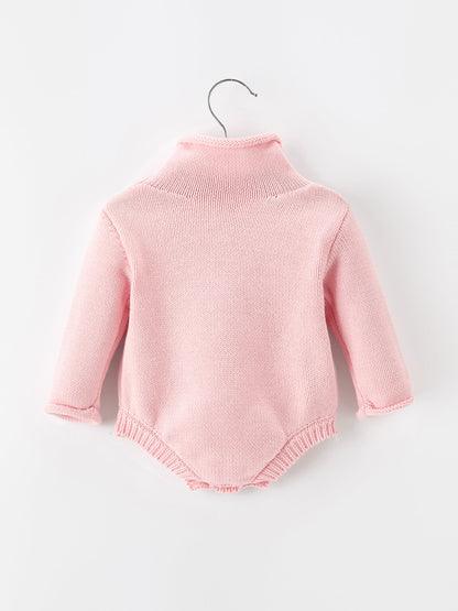 Christmas Candy Cane Bow Knit Baby Girls Romper