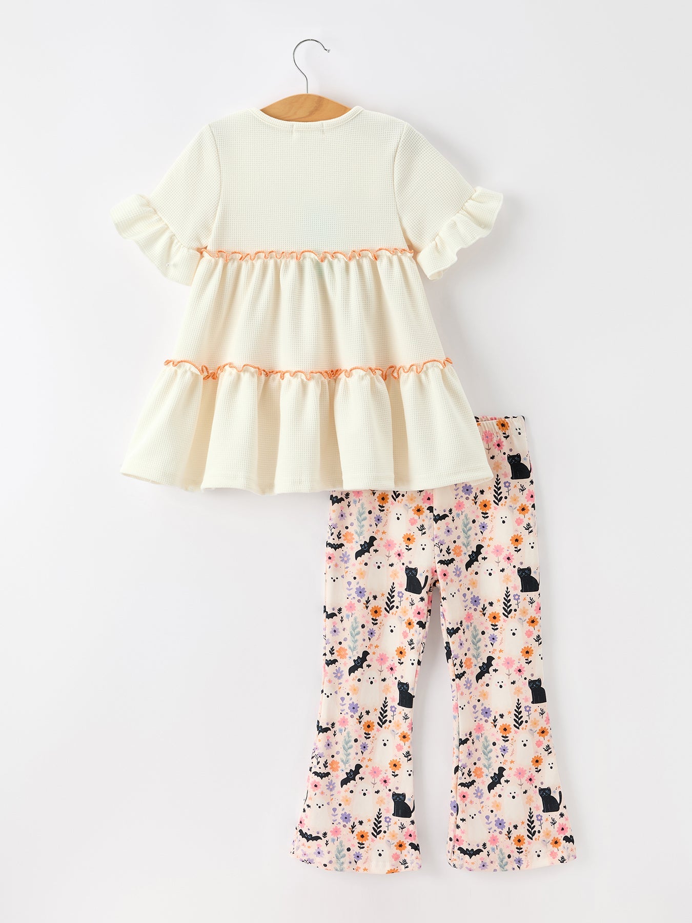 Halloween Black Cat Girls Bell Bottom Pant Set