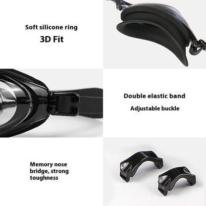 Plain Light Swimming Glasses HD Anti-fog Waterproof Professional Comfortable Big Frame Not Tight