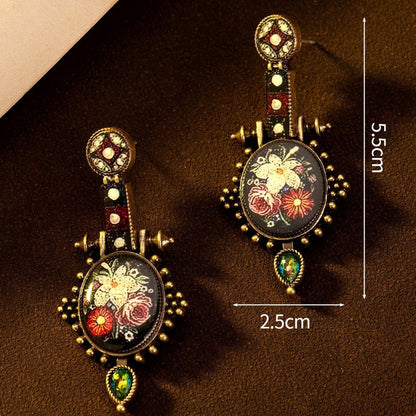 New Chinese Style Ethnic Inspired Vintage Print Earrings