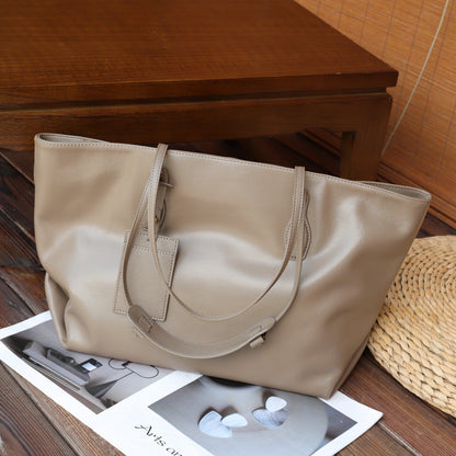 Foreign Trade Export Top-grain Leather Underarm Bag, Fashionable And Versatile, Simple Tote With Large Capacity And Single Shoulder Strap
