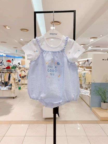 Summer New Arrival Strap Romper Jumpsuit T-shirt Two-piece Set