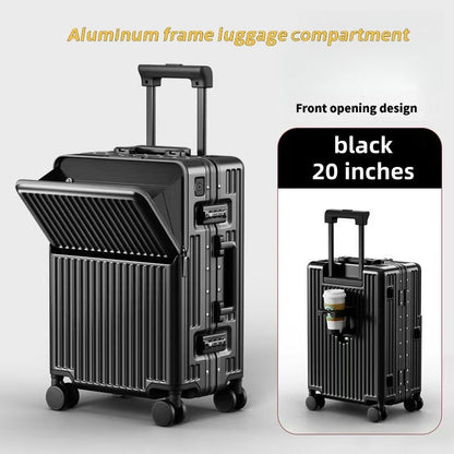 Frame Luggage, Front Open Lid Luggage, 20 Inch 24 Inch Large Capacity, TSA Lock, Universal Wheel Aluminum Frame Luggage, Sturdy And Durable Bag Set