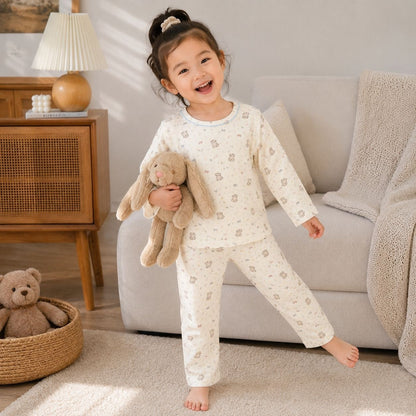 SpringAutumn Boneless Boys And Girls Autumn Top And Pants Set 7A Antibacterial Underwear Set