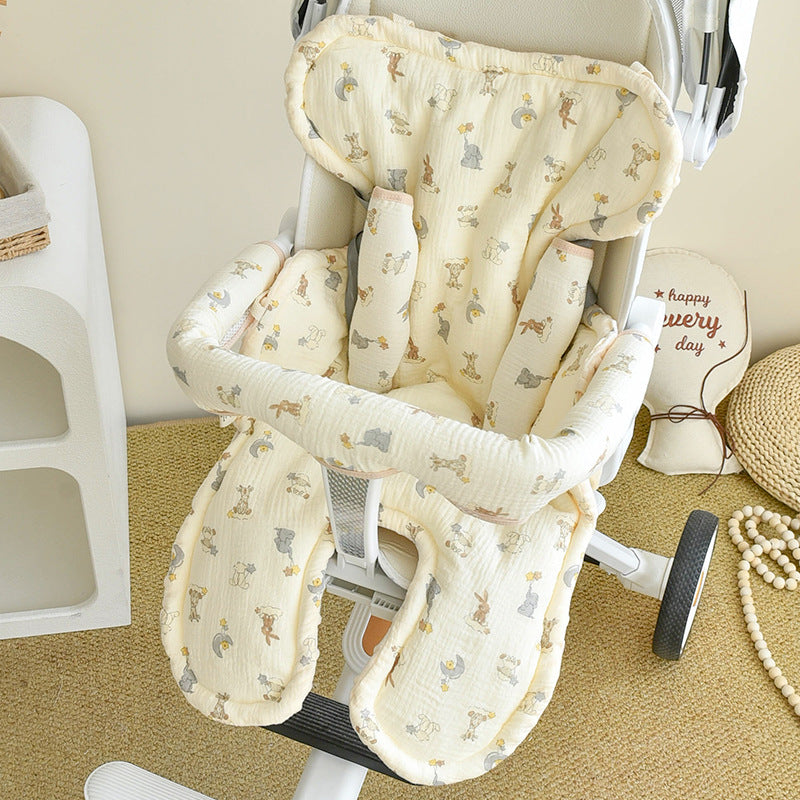 Babys Pure Cotton Thickened Stroller Pad Seat Cushion And Armrest Backrest