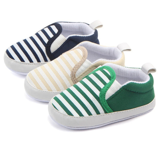 Baby Striped Soft-Sole Loafers