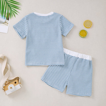 Embroidered Short-sleeve Hoodie And Shorts Two-piece Set