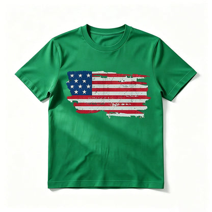 Flag-print Crew-neck Short-sleeve T-shirt