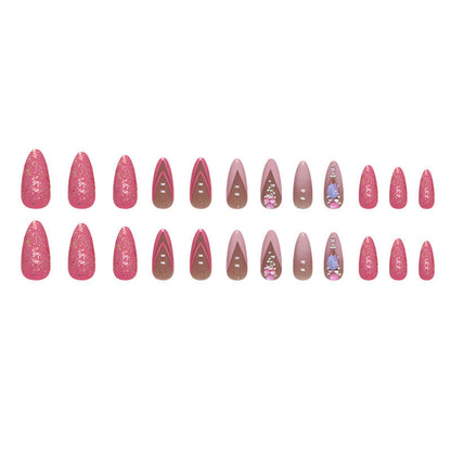 Almond Double French Fake Nails