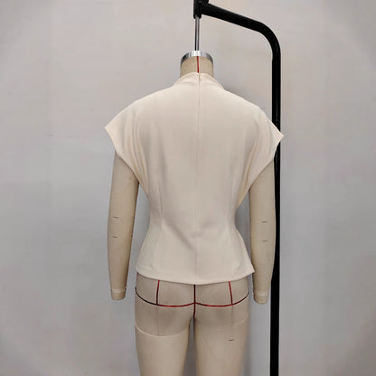 Minimalist European And American Half-high-neck Short-sleeve Top