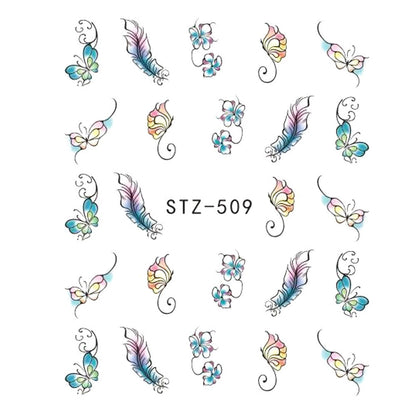1pcs Nail Sticker Butterfly Flower Water Transfer Decal Sliders for Nail Art Decoration Tattoo Manicure Wraps Tools Tip JISTZ508