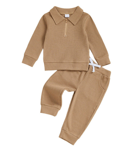 Childrens Cotton Polo-neck Long-sleeve Set