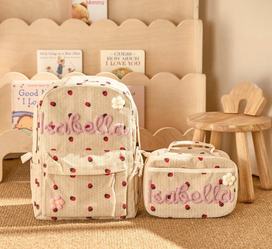 Back-to-School Season Childrens Backpack And Lunch Bag Set Chunky Yarn Handmade