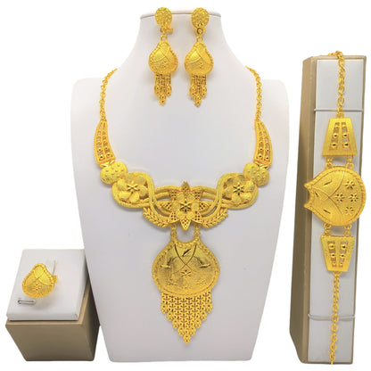 Bridal Wedding Necklace Earring Ring Bracelet Four-piece Set