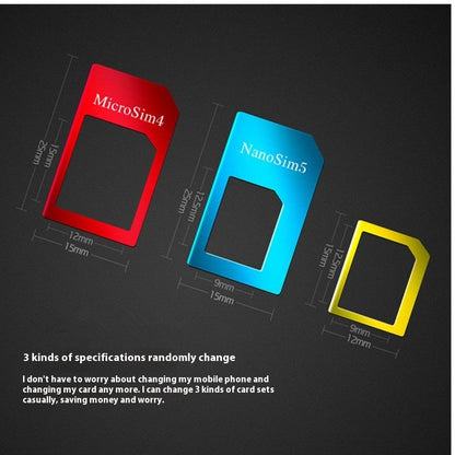 Metal SIM Support Sleeve Card Slot Standard To Micro SIM Phone Restorer Aluminum Alloy Five-piece Set
