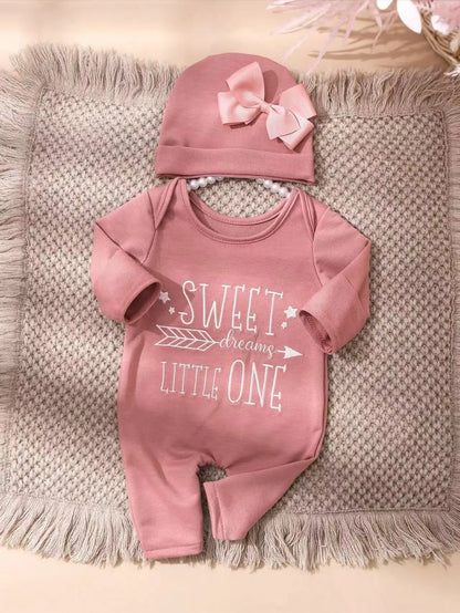 Ylsteed 2Pcs Newborn Photography Long Tleeves Romper Jumpsuit With Bow Hat Embroidery Baby Clothes Photography Props-HD
