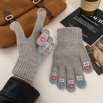 Winter Fingerless Knitted Gloves Touchscreen Warm Windproof