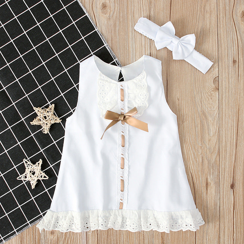 2pcs Set Baby Girl's Summer Dress | With Bow Headband - # BAAA51110005