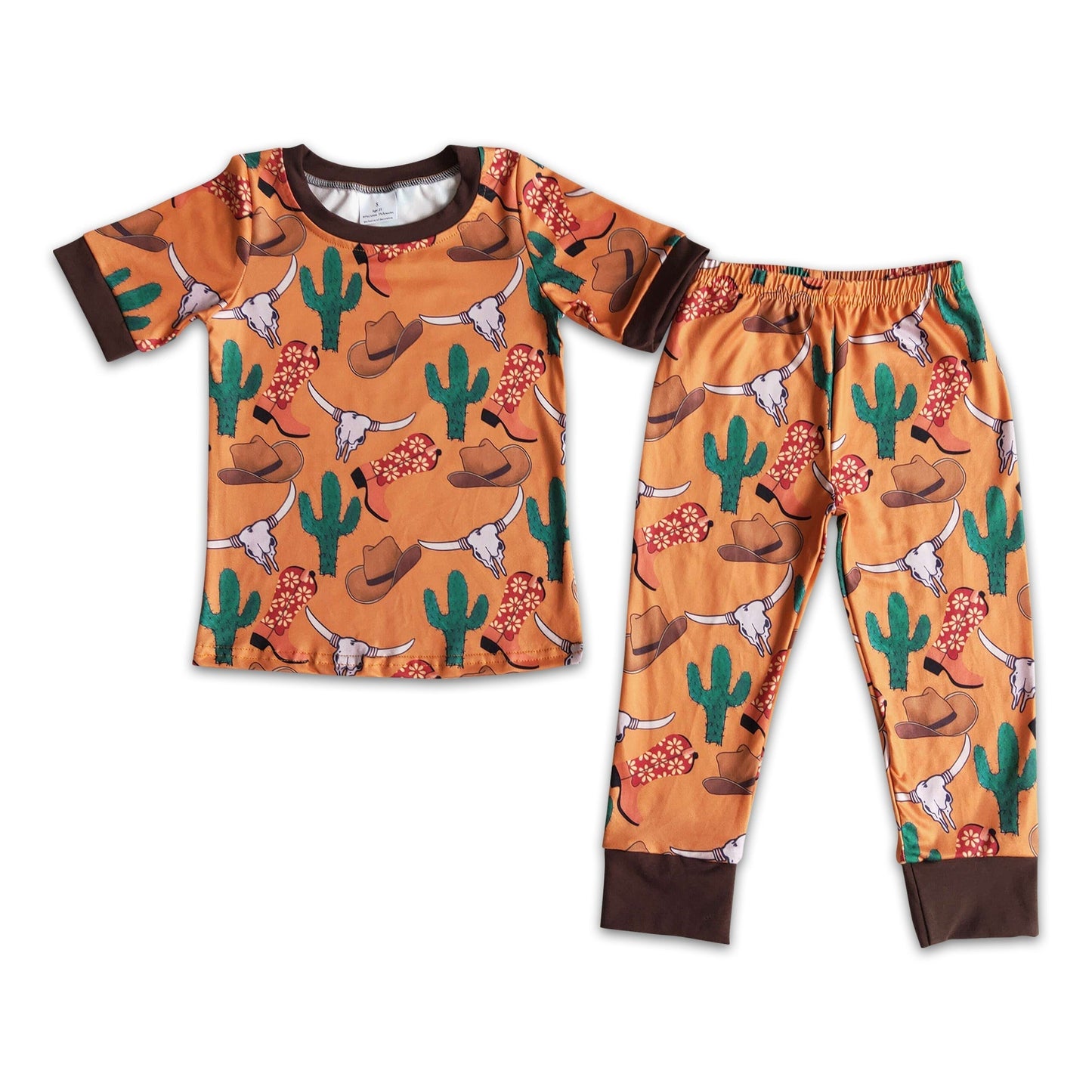 Short sleeve cactus boots boy boutique pajamas