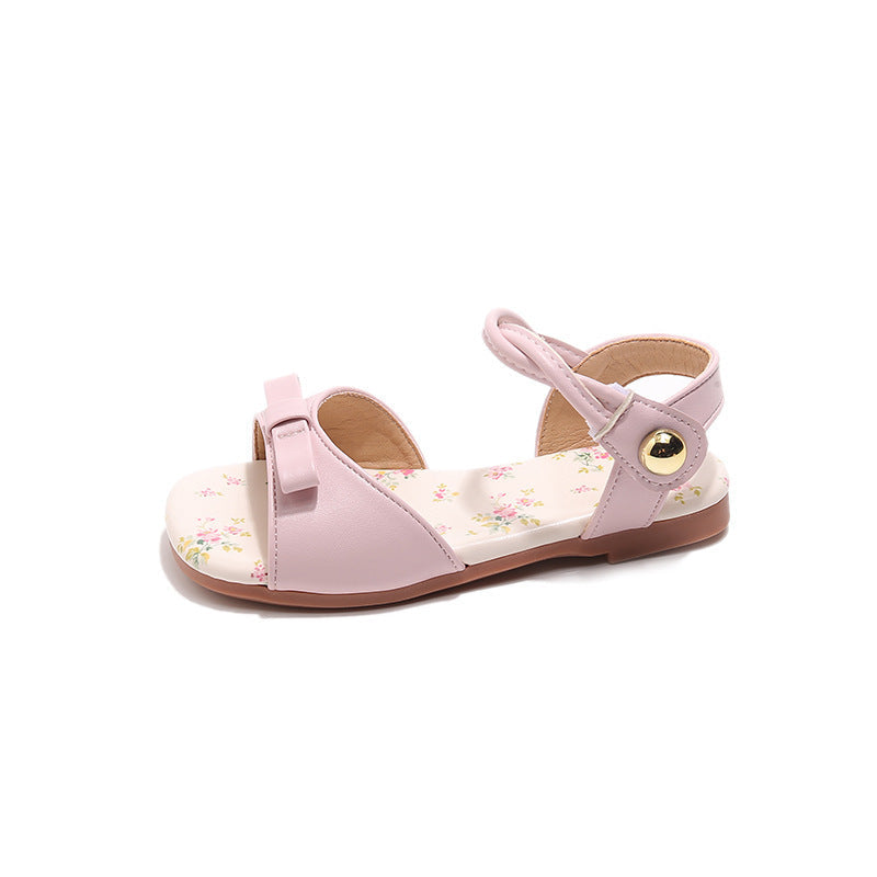 Summer New Korean-style Girls Princess Shoes With A Bow And A Strap Across The Foot