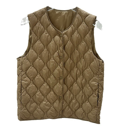 Layered Inner Wear, Short Round-neck Lightweight Down Vest Jacket