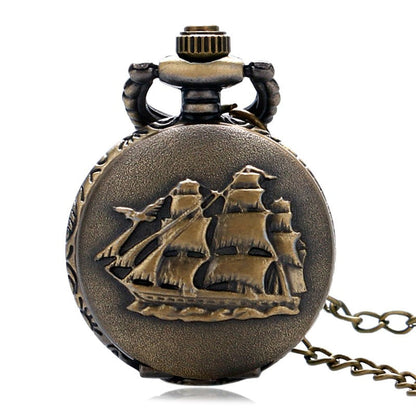Sailboat quartz pocket watch