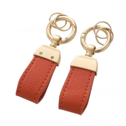 Solid-color Mini Goat-skin Leather Keychain