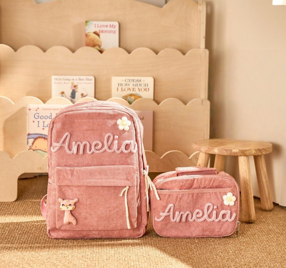 Back-to-School Season Childrens Backpack And Lunch Bag Set Chunky Yarn Handmade
