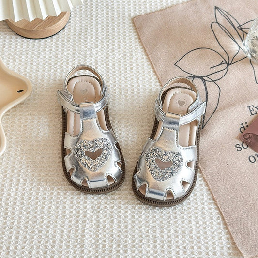 Girls' Heart Cutout Closed-Toe Sandals