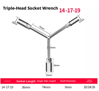 Y-shaped socket wrench-short trident-8 * 10 *12-1 pack
