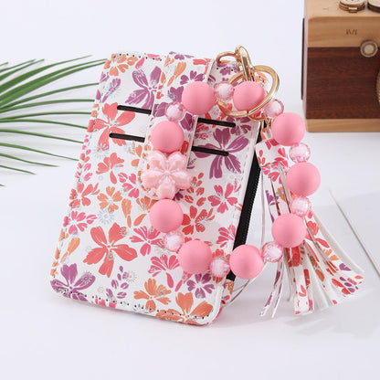 Multi-card Slot Zippered Coin Purse With A Tassel Charm