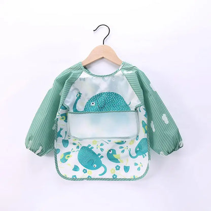 Waterproof EVA Full Sleeve Baby Bibs Children Apron Long Sleeve Feeding Smock Kids Eating Breastplate Infant Scarf Clothing