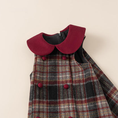 Ruffle-neck Sleeveless Childrens Dress