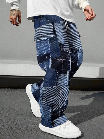 Pink Camo Cargo Pants Printed Design Trendy Casual Loose-Fit Versatile And Breathable Trousers