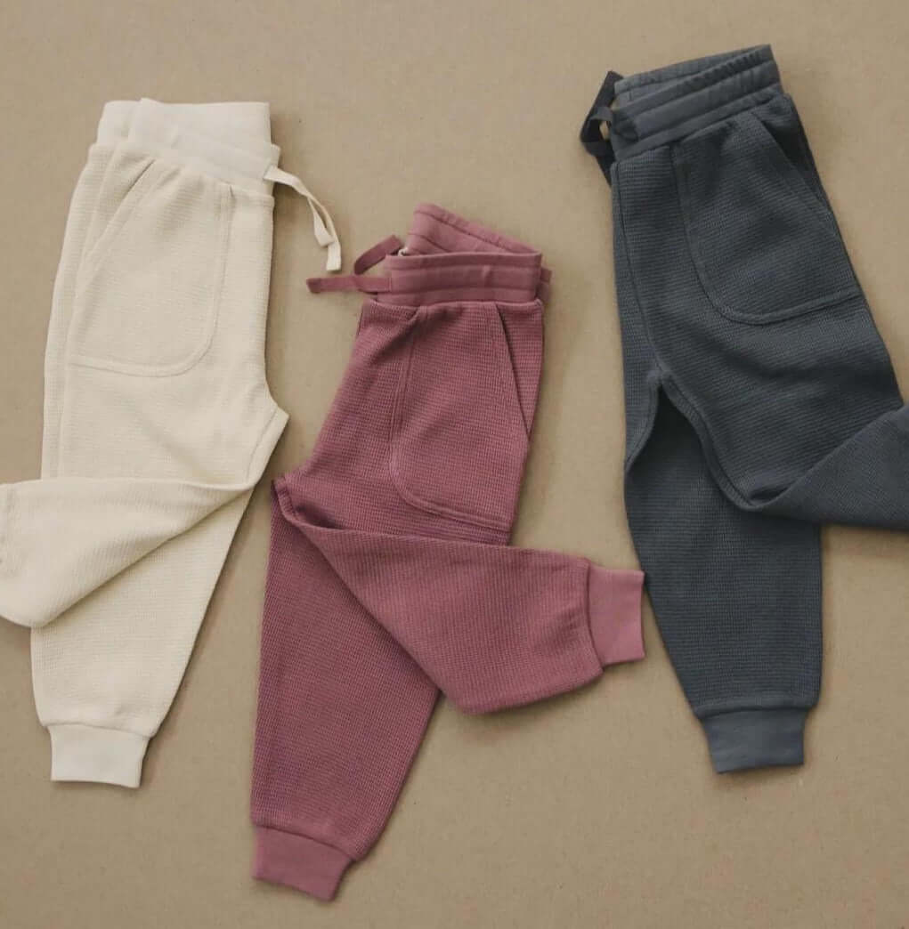 Organic Cotton Waffle Knit Little Explorer Joggers