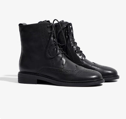 British-style Lace-up Vintage French-style Ankle Boots
