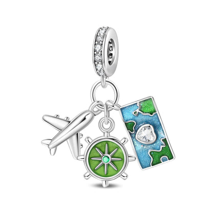 Airplane Suitcase World Travel DIY Bead Pendant Jewelry Accessory