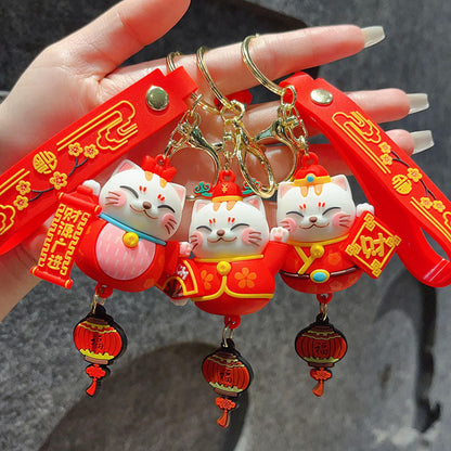 Maneki-neko Cartoon Keychain Soft Silicone Doll Pendant