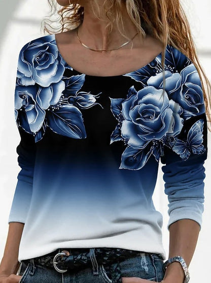 3D Printed Casual Long Sleeve Pullover T-Shirt | For Women - # GIAA23510052