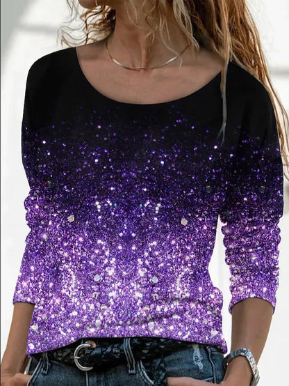 3D Printed Casual Long Sleeve Pullover T-Shirt | For Women - # GIAA23510052